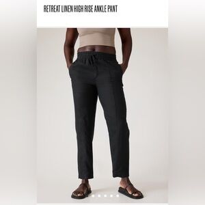 Athleta Small Tall ST Retreat Linen High Rise Ankle Pant, Black Summer Pants NWT